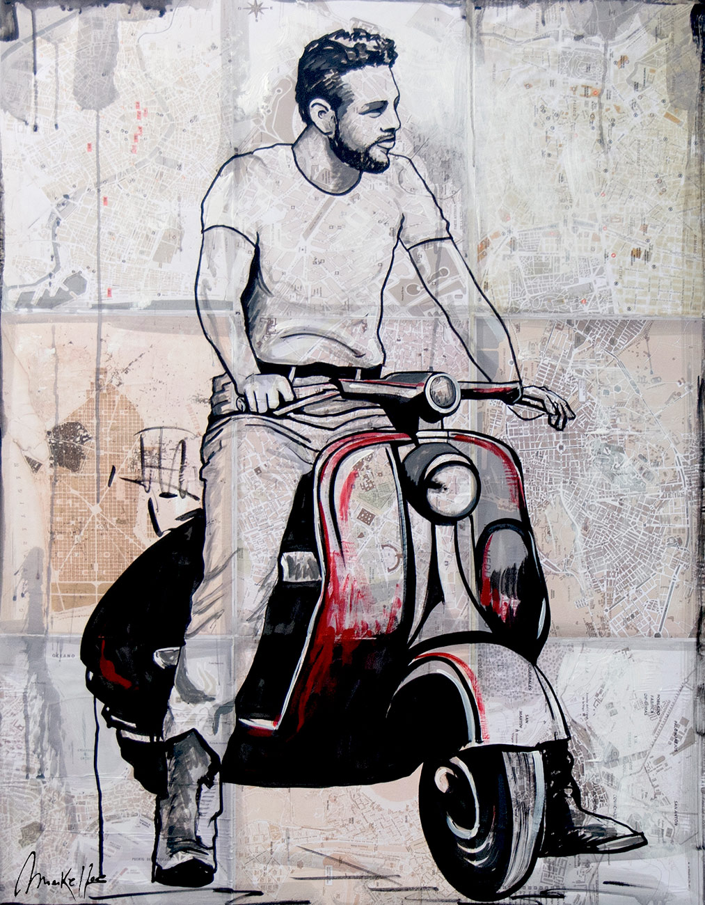 Menino com pintura de Vespa