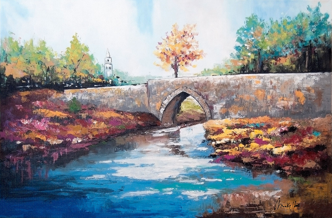 Pintura de paisagem de ponte