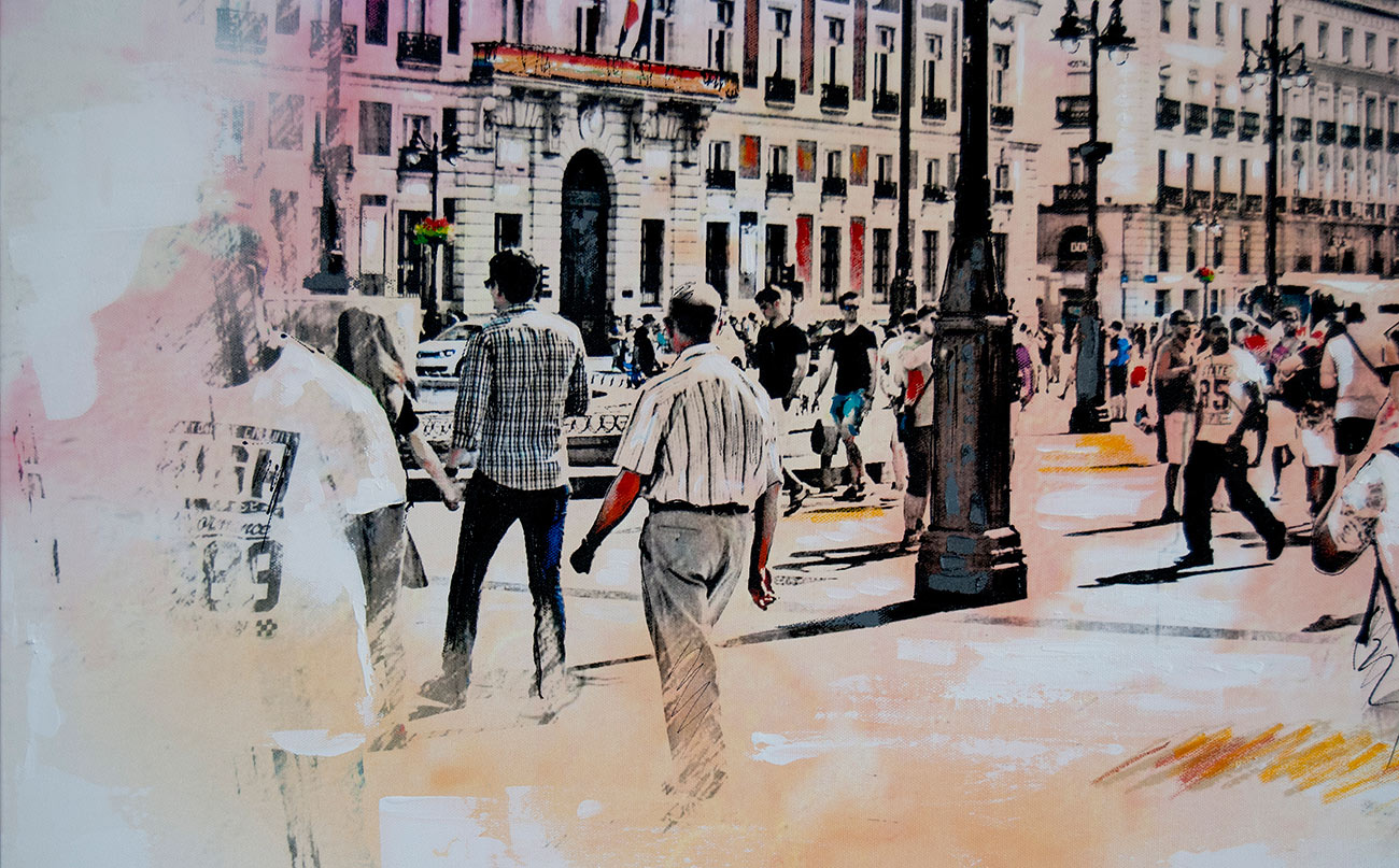 Pintura caminhando por Madrid