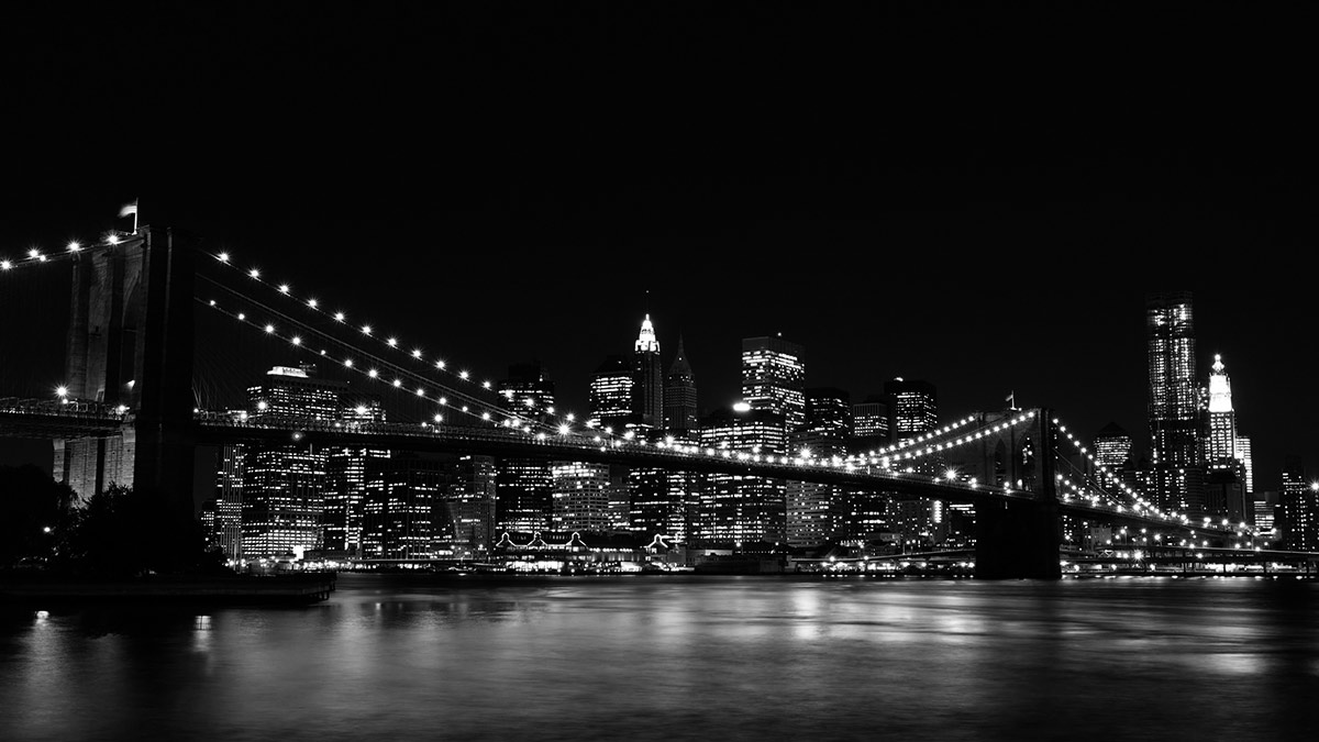 Pintura em preto e branco da Ponte do Brooklyn