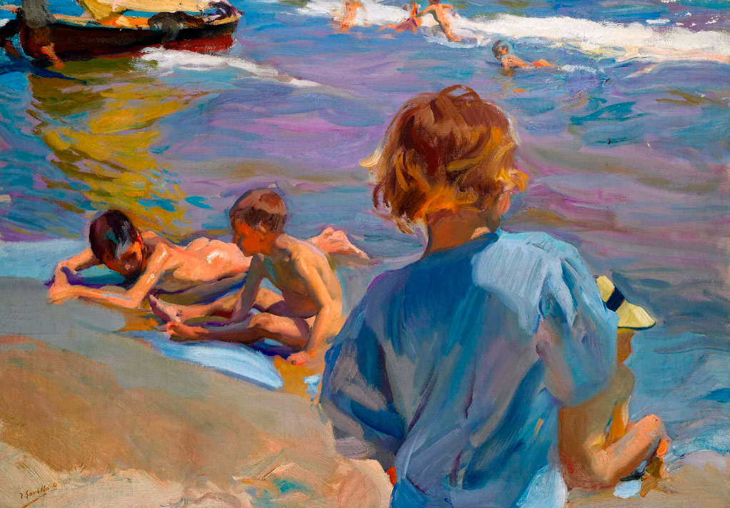 Sorolla pintando ni os na praia