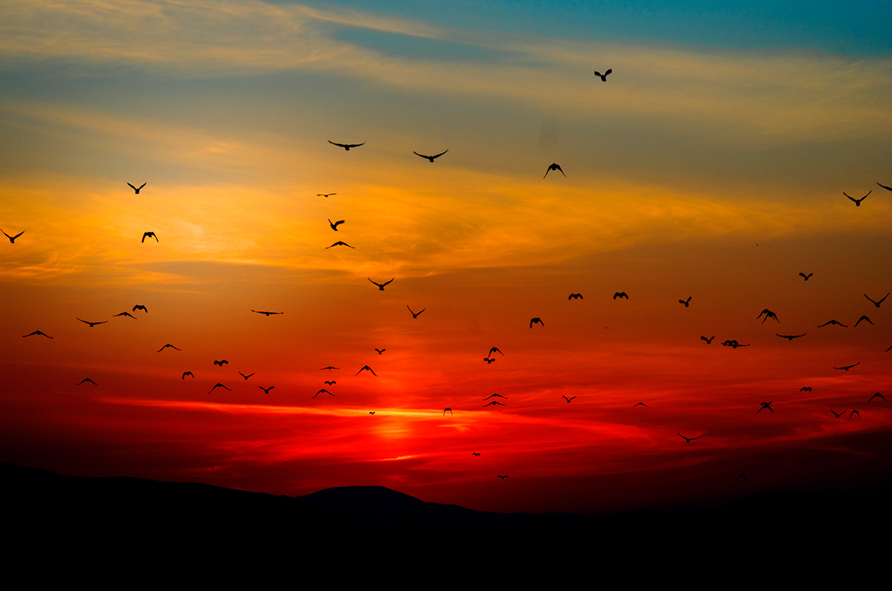 Pintura de céu vermelho