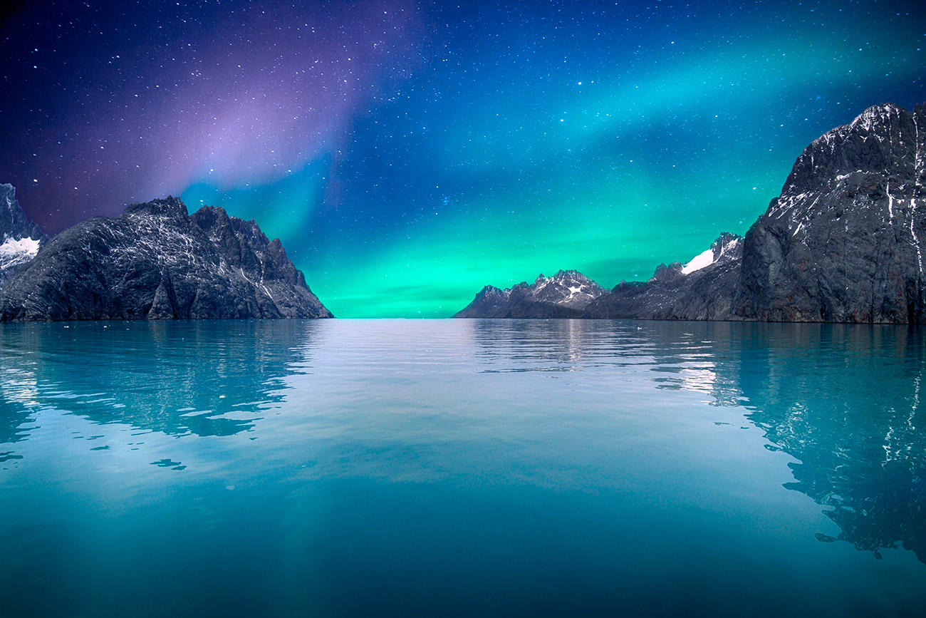 Pintura de paisagem com Aurora Borealis