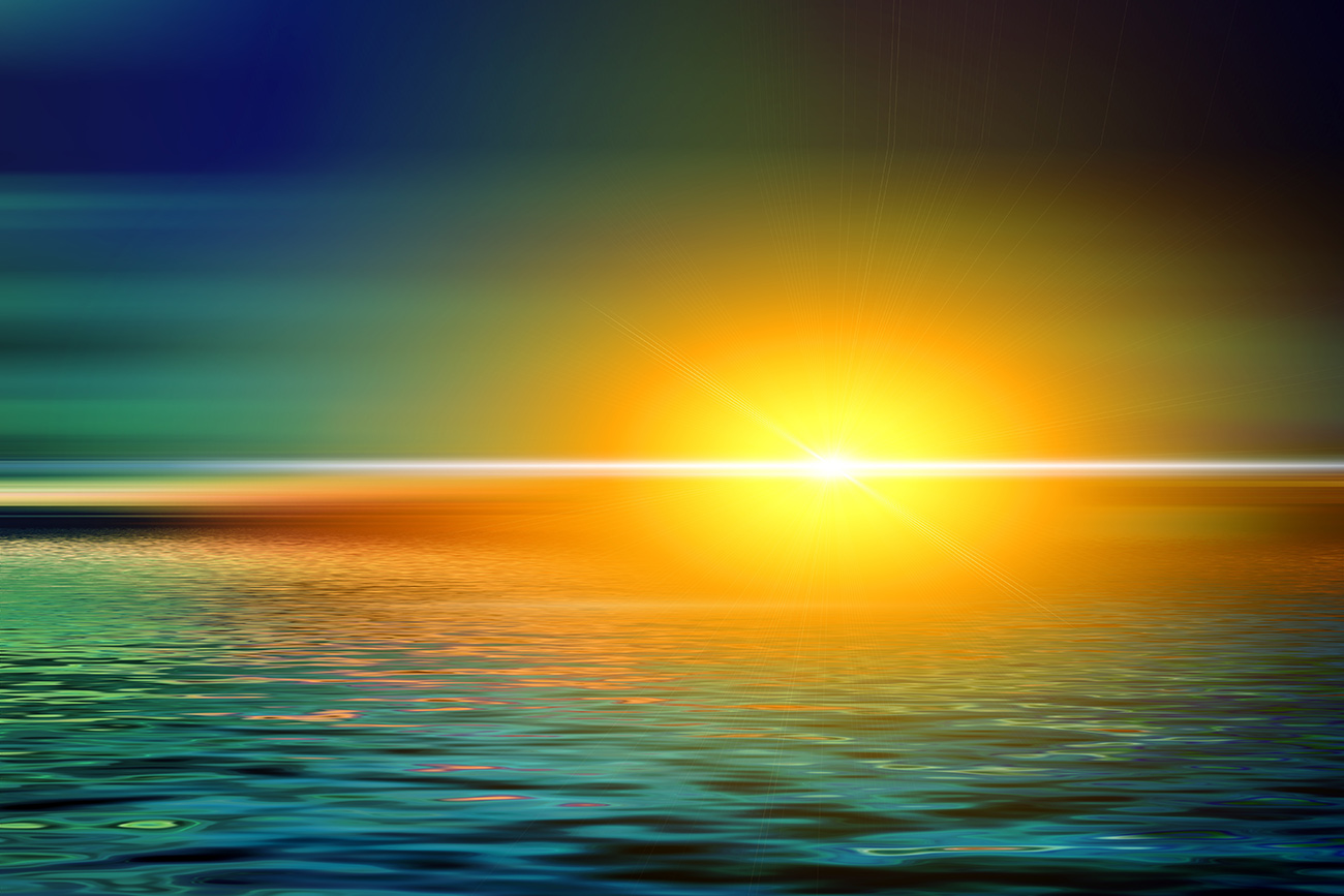 Pintura do nascer do sol no mar