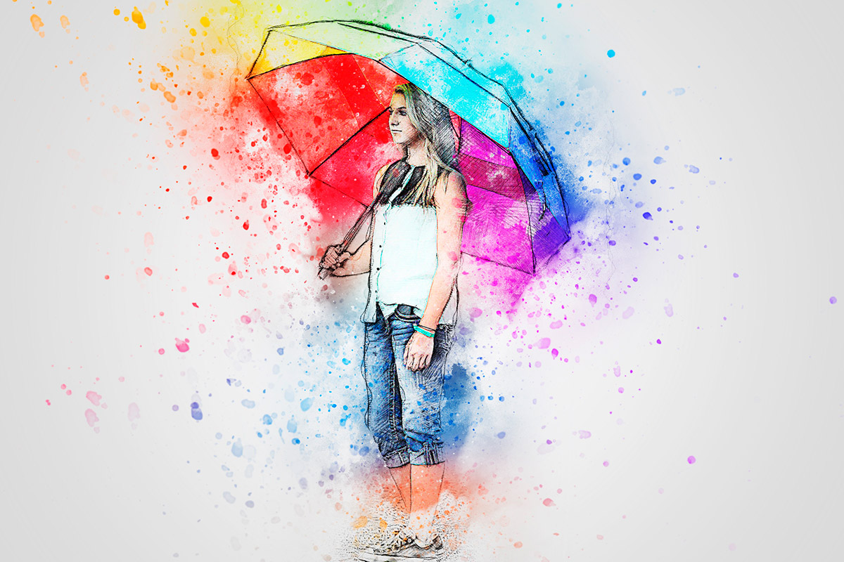 Pintura de chuva colorida
