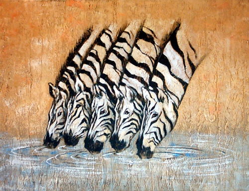 Quadro Zebras no Lago