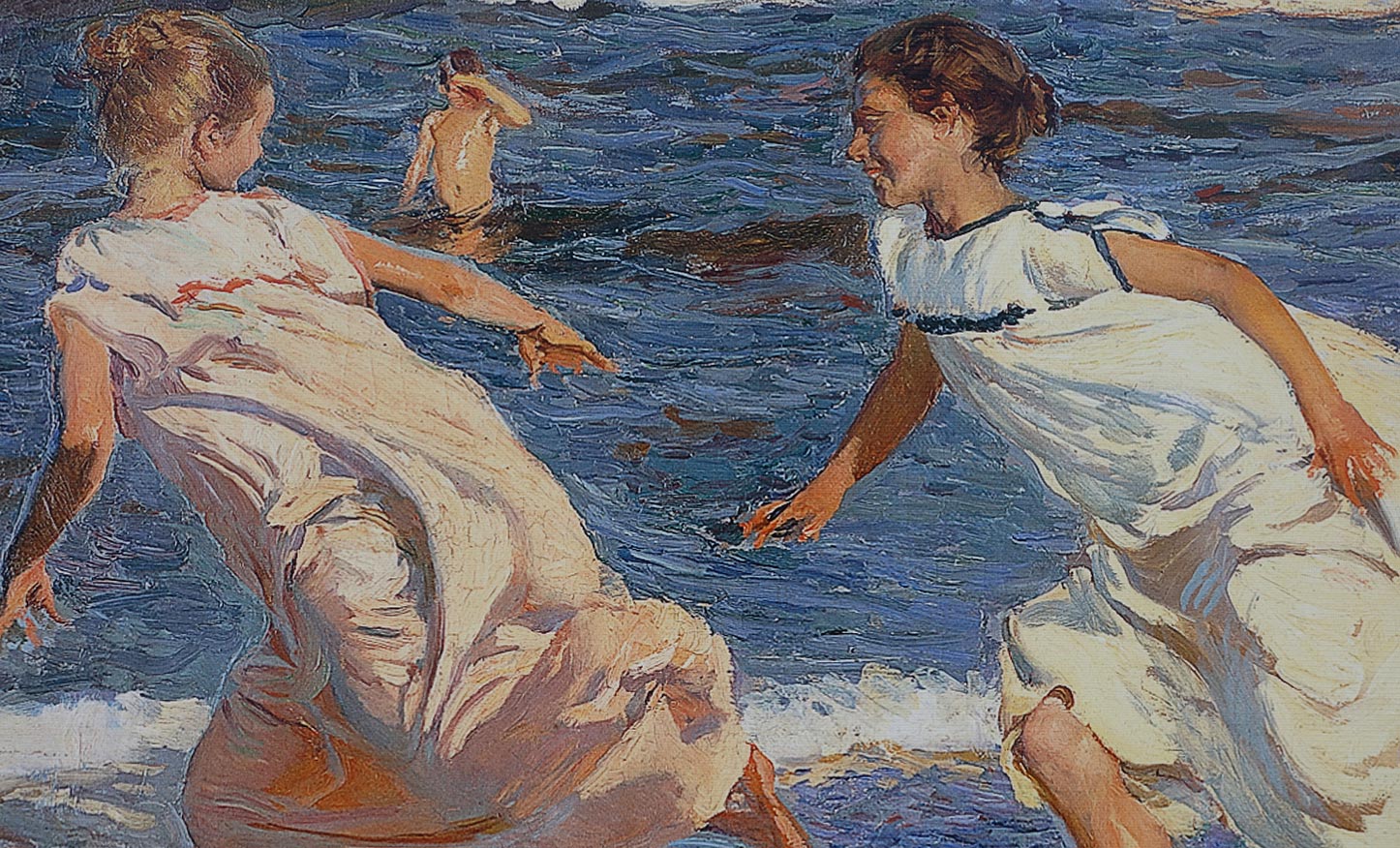 Sorolla pintando correndo na praia