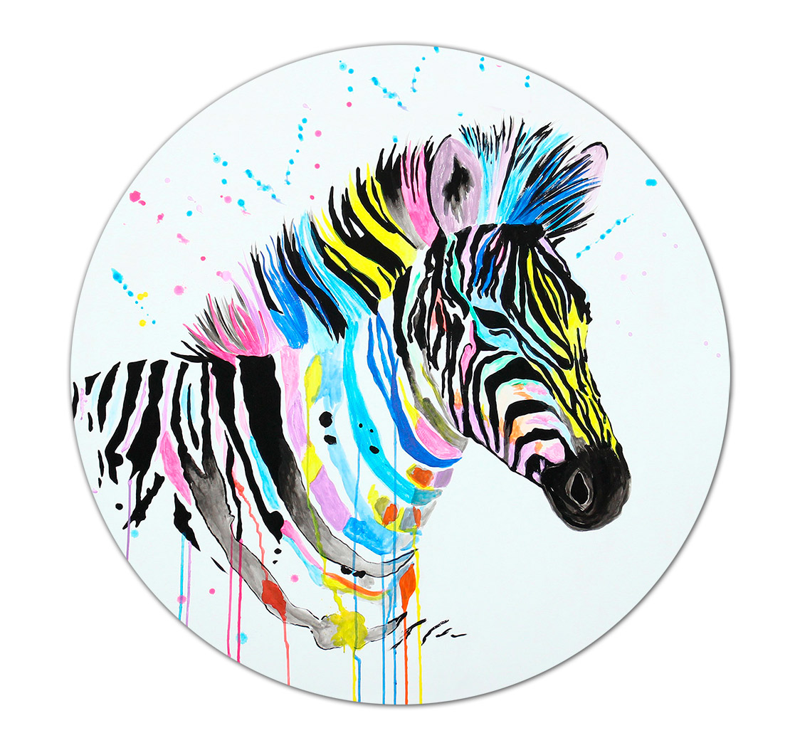 Quadro redonda de zebra colorida