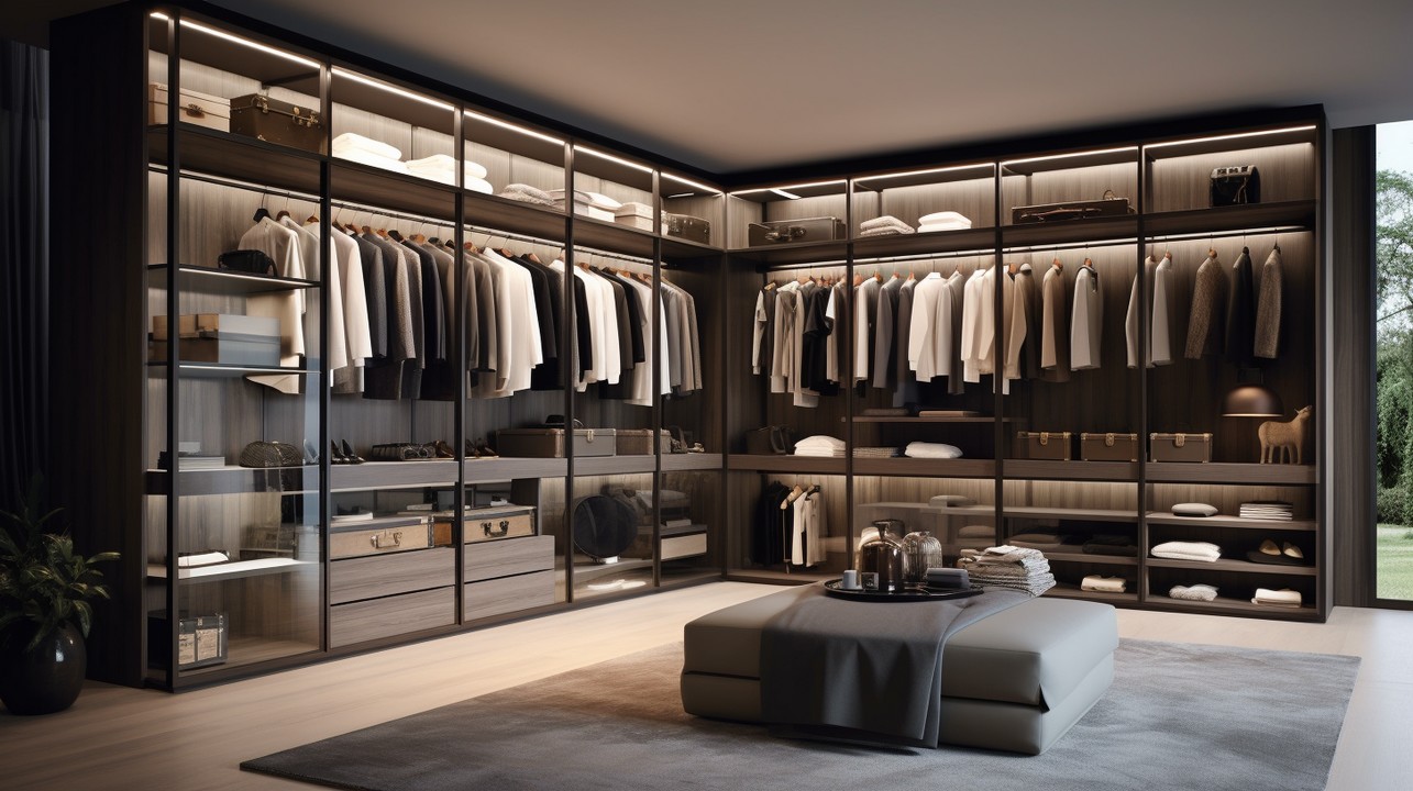 O closet em L otimiza espaço, proporciona maior organização e agrega valor estético ao ambiente, aumentando seu charme e sofisticação.
