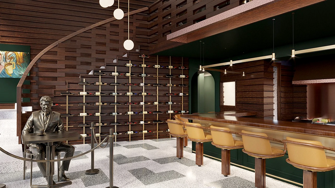 Móvel bar para restaurante, design elegante e funcional para servir bebidas