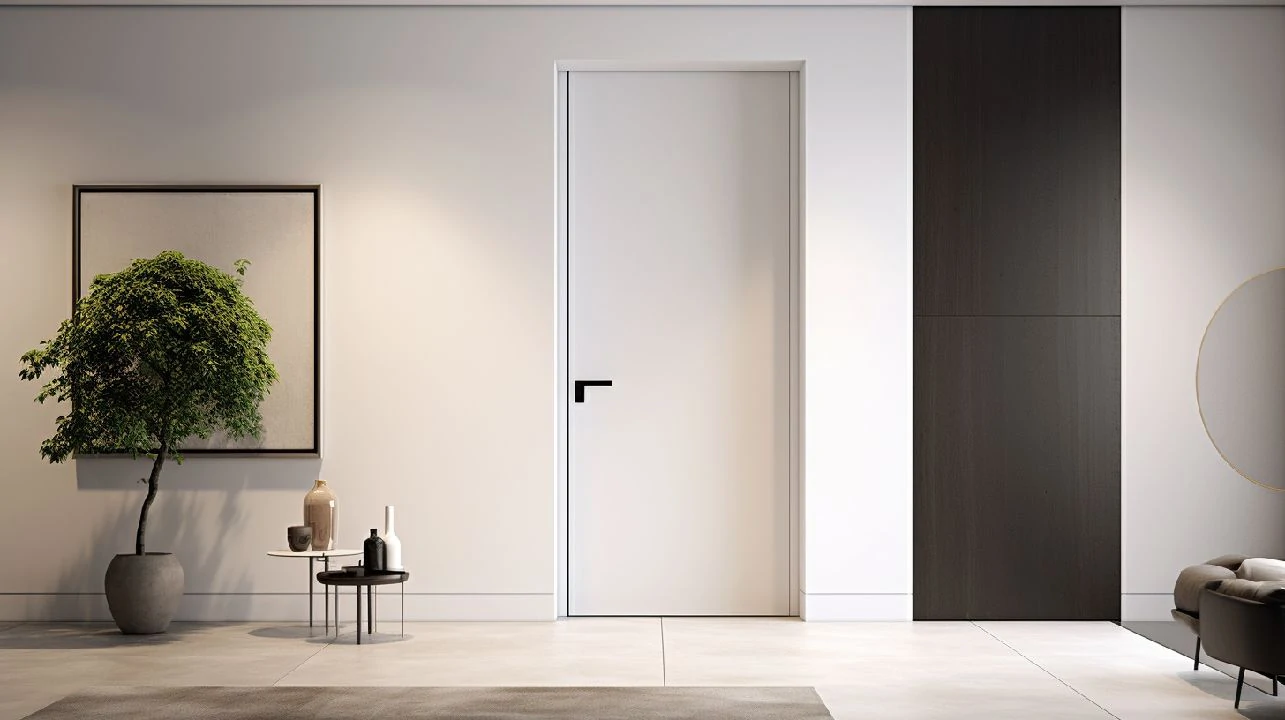 Porta interior lacada a branco com design elegante e moderno.
