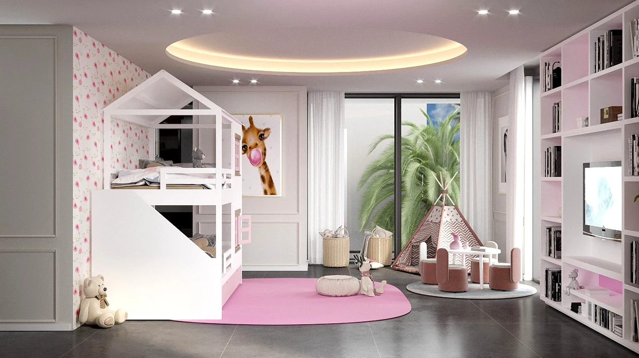 Cama em forma de casinha, quarto infantil criativo e divertido.