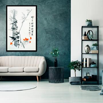 Quadro Bambu e Signos Orientais