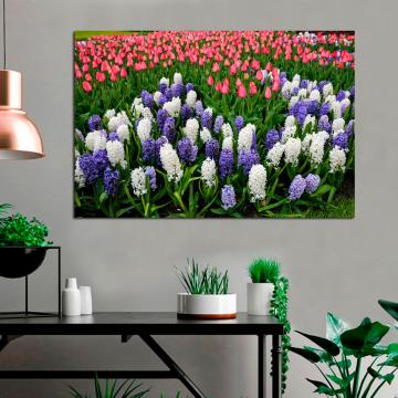 Quadro Campo de Flores Rosa e Azul