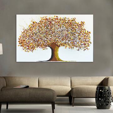 Pintura de árvore e flores outono
