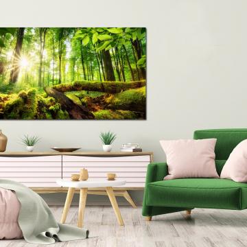 Pintura de floresta exuberante