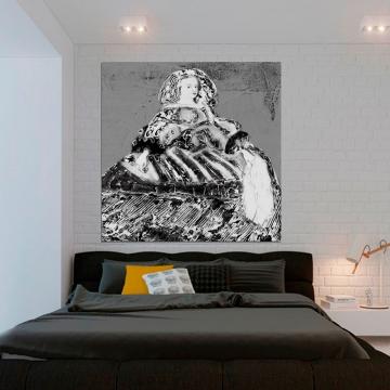 Pintura a preto e branco da menina