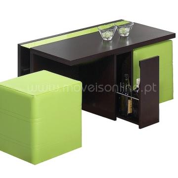 Mesa de Centro com Bar e 2 Pufes