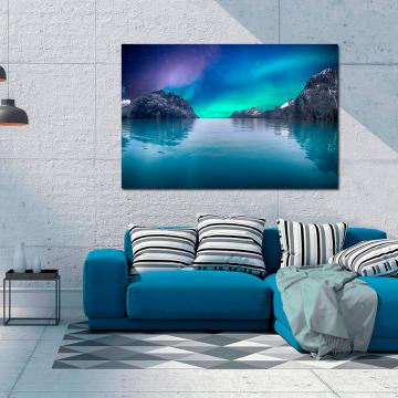 Pintura de paisagem com Aurora Borealis