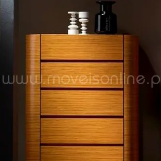 Camiseiro on em madeira com cinco gavetas e vasos decorativos no topo