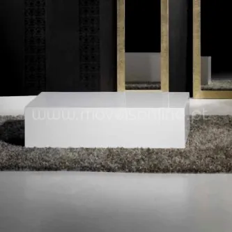 Mesa de centro urban1 branca rectangular sobre tapete cinzento