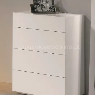 Camiseiro Amorvita branco de quatro gavetas com acabamento liso