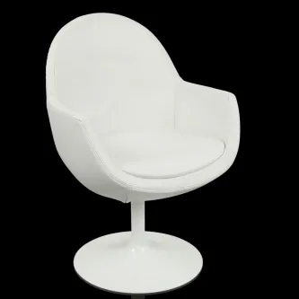 Poltrona Loly branca giratória com base circular