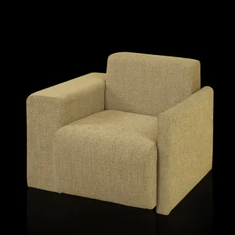Maple Miró poltrona estofada bege com design cúbico e braços largos