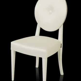 Cadeira White branca com encosto redondo estofado e pernas elegantes