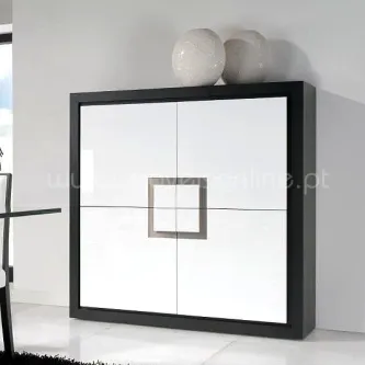 Movel bar vogue quadrado com frentes brancas e moldura preta