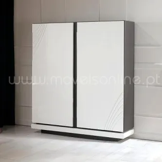 Movel bar seven branco e cinzento, duas portas e base elevada
