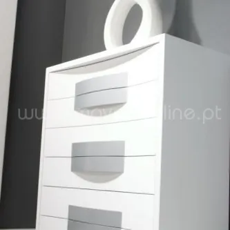 Camiseiro Turim branco com quatro gavetas e puxadores rectangulares