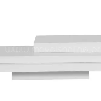 Mesa de centro Slate branca com tampo retangular de dois níveis e base central.
