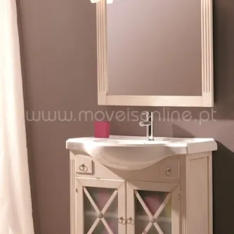 Móvel casa de banho Alessandria 3 creme com lavatório, torneira e espelho