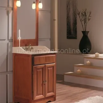 Móvel de casa de banho Castilla 1 em madeira com lavatório, espelho e candeeiros