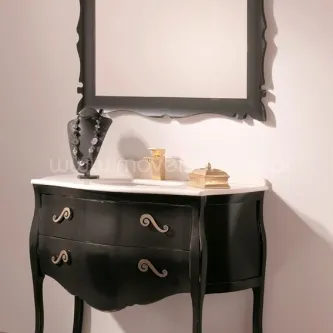 Móvel casa de banho Paris 3 preto com tampo branco, espelho e acessórios