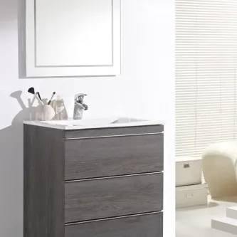 Móvel casa de banho Aries 5 cinzento com lavatório e três gavetas