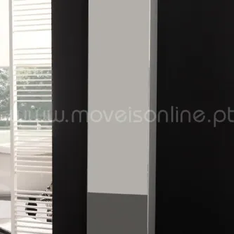 Armário de casa de banho Due vertical com porta espelhada e painel cinzento