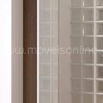 Armário de casa de banho Forever com porta de vidro texturado e lateral em madeira