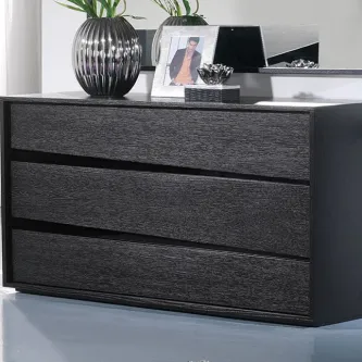 Comoda eco 02 preta com três gavetas e acabamento texturado