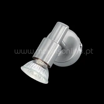 Candeeiro Slem prateado com foco orientável e tulipa de vidro