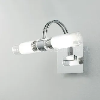 Candeeiro aplique double cromado com dois tubos de luz e base retangular