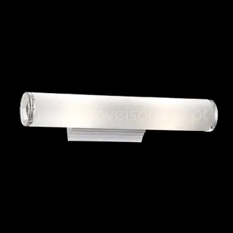 Candeeiro camerino horizontal em vidro opalino com suporte cromado