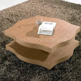 Mesa de centro quadrada Micaia em madeira clara com dois tampos ondulados