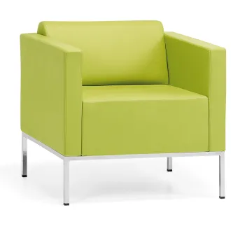 Poltrona Maple Vertice verde-lima com base metálica e pés cromados