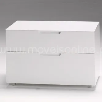 Mesa de cabeceira Villa branca com duas gavetas e puxadores integrados