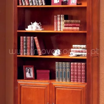 Livreiro aberto Havai em madeira com prateleiras, livros, chávenas e porta-fotos