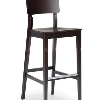 Banco Balin em madeira escura com encosto e apoio para pés