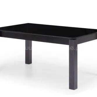 Mesa de jantar Dark retangular com tampo de vidro preto e pernas quadradas
