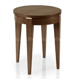 Mesa Alvito redonda em madeira castanha com quatro pés cónicos